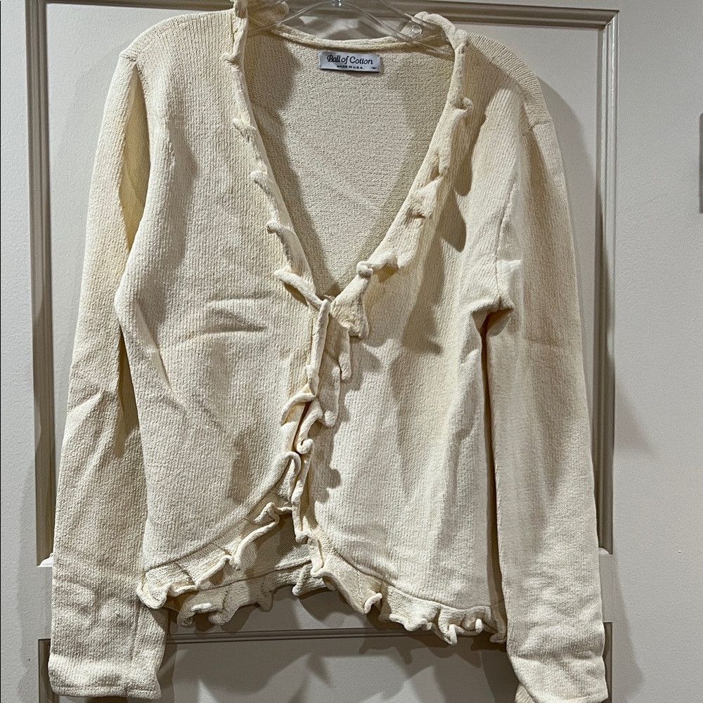 Pale yellow Ruffle Cardigan